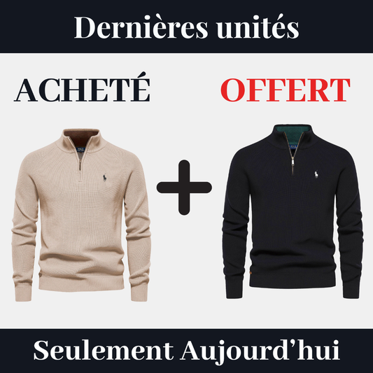 Pull Col Zippé  R&L 1+1 (DÉSTOCKAGE)