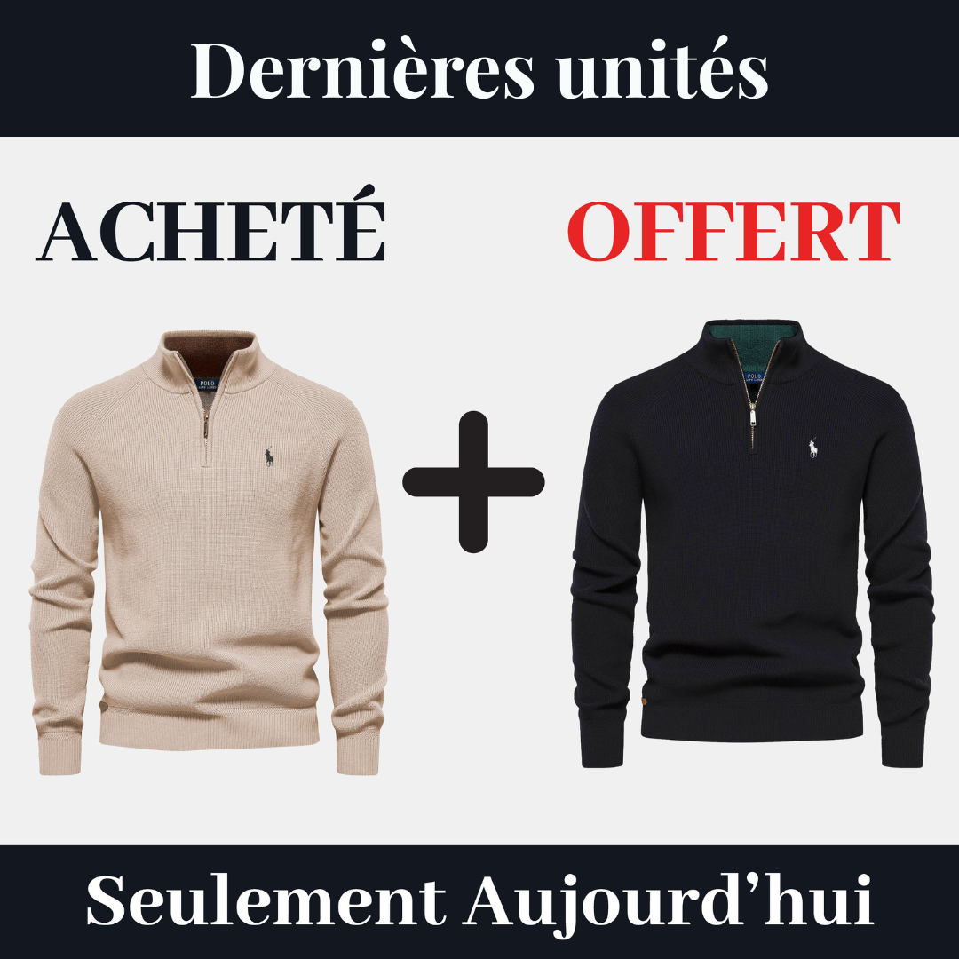 Pull Col Zippé  R&L 1+1 (DÉSTOCKAGE)